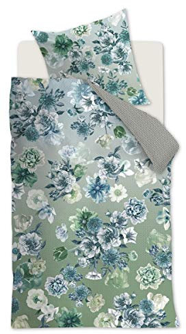 Beddinghouse Mako Satin Bettwäsche 2 teilig Bettbezug 135 x 200 cm Kopfkissenbezug 80 x 80 cm Ornate 196141 Blau Grün
