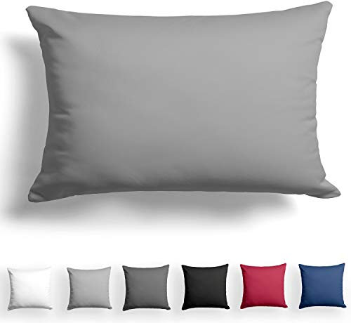 Alreya Mako Satin Kissenbezug 40 x 60 cm - 100% Baumwolle mit YKK Reißverschluss, Superweicher Kopfkissenbezug, Kissenhülle, Oeko-TEX® Standard Zertifiziert, Grau, nur Kissenbezug