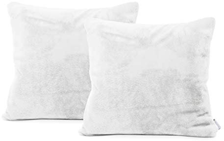 DecoKing 2tlg 2 Kissenbezüge 45x45 cm Mikrofaser Reißverschluss Fleece Kissenhüllen weiß Mic
