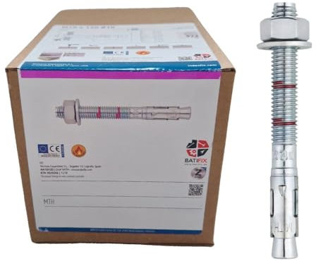 BATIFIX Schwerlastanker verzinkt mit ETA Option 7 Industriequalität Schwerlastdübel Keilanker Bolzenanker Ankerbolzen Ankerschraube Blitzdübel inklusive Mutter und Unterlegscheibe (20, M8 x 115)