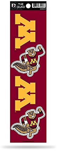 Rico Industries NCAA Minnesota Golden Gophers Quad-Aufkleber, 7,6 x 30,5 cm, 4 Stück