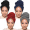 Xtrend 4 Stück Stretch-Jersey-Turban-Kopfwickel, extra lang, gestrickt, urbanes Haar, ultraweich, einfarbig, leicht, atmungsaktiv, afrikanisches Stirnband, Krawatte für Damen (Schwarz, Marineblau