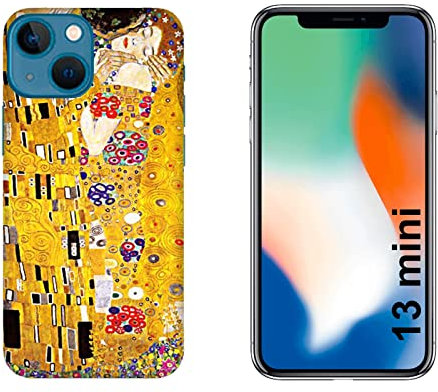 Hulle Schutz kompatibel für. Apple iPhone 13 Mini Gustav Klimt DER Kuss. DER Kuss/Drucken Auch auf den Seiten/Telefon-harten Snap auf rutschfestem Anti-Rutsch-kratzfestem Schutzschutz