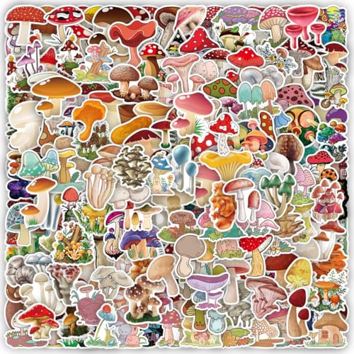 200 PCS Water Bottle Mushroom Stickers, Cute Vinyl Waterproof Laptop Skateboard Sticker Aesthetic Computer Water Bottle Phone Sticker for Kids Teen Girls