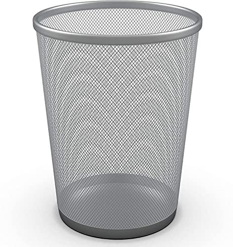 Best House Round Metal Mesh Bin, Metal Trash Bin, Wastebasket Bin, Waste Paper Bin Lightweight and Sturdy Rubbish Bin Ideal for Kitchen Home Office Living Room Desk Bedroom (Gray, 1PC)