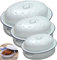 Large Enamel Oval Roasting Dish Pan Self Basting Lid Casserole Baking Tray Tin White (26cm)
