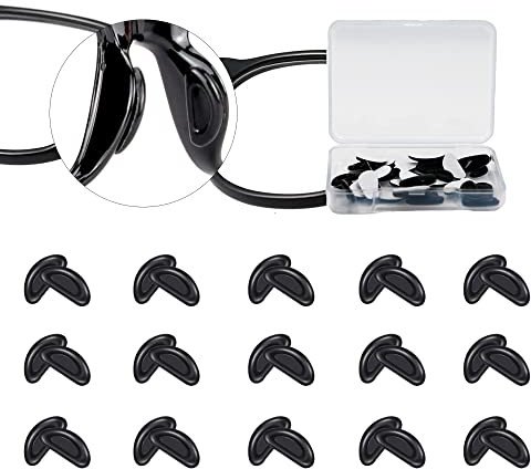 15 Paare Brille Silikon Nasenpad Antirutsch Klebend Pad,Nasenpads Rutschfeste für Gläser, Rutschfeste Selbstklebende Nasenpads, (schwarz)