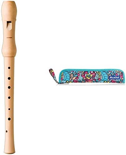 HOHNER HOB9565 Blockflöte, Musica Line, deutsch, zweiteilig, Birnbaum hell & Safta Flötentasche Portaflautas Surtido - Offiziell, Sortiert, 37 centimeters