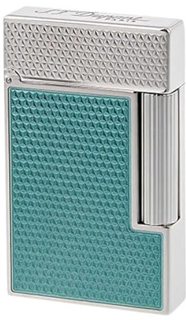 S.T. Dupont C16618 Zigarren-Feuerzeug Linie 2 mit Guilloche und Türkisem Lack
