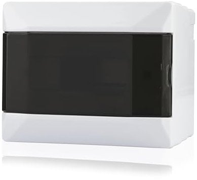 Lion Electric Sicherungskasten Aufputz 2-6 Module | 1-Reihig Schaltschrank Weiß, Verteilerkasten Kabeleinführungen mit Transparenter Tür IP40, Kleinverteiler für Schalter Elektroinstallation