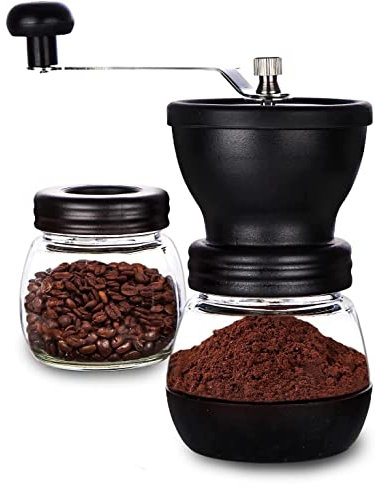 VIA CREMA Kaffeemühle Manuell, Handkaffeemühle Keramikmahlwerk. Coffee Grinder Manual Adjustable Ceramic Blades