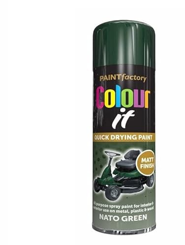 SuperGift.com Nato Green Matt All Purpose Aerosol Spray Paint 250ml Quick Drying Spray, Fast Dry and Excellent Coverage for Metal, Wood, Plastic and More by Diva Gift
