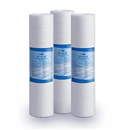 Sedimentfilter 10 Zoll 25 Mikron Ultrafiltration Schwan. Beseitigt Sand, Schlamm und Rostpartikel und hängende Verunreinigungen bis zu 25 Mikron aus Polypropylen 3 Stück