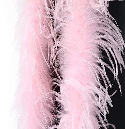 Federboa Hellrosa,200cm Federboa Boa, Flauschige Feder Schal, Straußen Feder Boas Dekorieren Federschal Boa Kostümzubehör Federstola Kostüm Karneval,Straußenfeder Boa für Hochzeit Party Dekoration