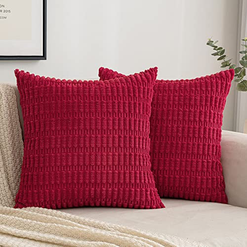 EMEMA Kordsamt Kissenbezüge Dekorative Sofakissen Moderne Kissenhüllen 40x40 cm Dekokissen Weicher Zierkissenbezug für Wohnzimmer Sofa Schlafzimmer 2er Set Magenta
