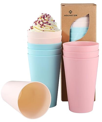 Bailonda becher kinder, becher hartplastik,camping becher, plastikbecher kinder, 430 ml unzerbrechliche Trinkbecher, 9 er wiederverwendbare Cola-Becher, Trinkbecher für Kinder und Erwachsene