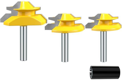 1/4 Shank 45 Degree Lock Miter Router Bit Joint Router Bit 1/2 9/16 3/4 Cutting Height Woodworking Tools Router Bit Set- 3PCS