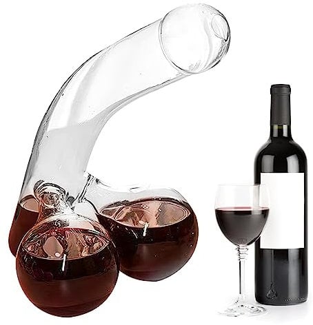 Lustiger Dekanter Whisky Karaffe Set, Dekanter Rotwein Einzigartiger Glasbehälter für Scotch Whisky Wein Dekantierer Glaskaraffe Weindekanter, 550ML Weinkaraffe Lustiges Geschenk für Ihre Lieben