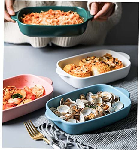 IMIKEYA Plat à Cuisson Céramique Résistant Haute Température Pour Four Et Micro-ondes Vert Pour Gratins Lasagnes Et Pizzas Modèle Compact Facile à Transporter