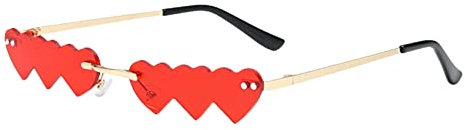 TABSIRAH Rote Herz-Sonnenbrille, rote Herz-Brille, unregelmäßige Form, Retro-Bachelorette-Sonnenbrille, rote Sonnenbrille, -Brille für Geburtstagsparty, Karnevalsparty
