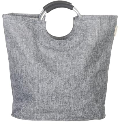 Rungassi XXL City Shopper Tasche mit Alu Ring Griff 20 Liter 15 Kg Tragkraft (Grau)
