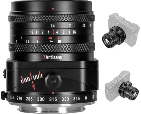 7artisans 50mm F1.4 Tilt Lens MF Full Camera Lens for Studio Photography for Fuji X-Mount Cameras X-A1 X-M1 X-T100 X-T30 X-PR01 X-E1 X-E4 XS10 and More