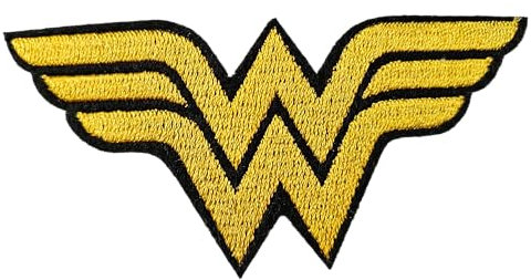 Fat-catz-copy-catz Gold Wonder Woman Super Hero Logo Embroidered Patch Badge Iron or Sew on Patch 9cm x 4.5cm
