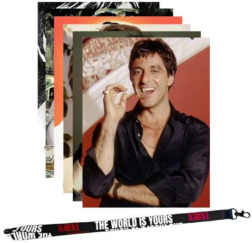 Edgell House Gangster-Film The World Is Yours Geschenkset – Enthält Linsenraster-Poster und 2. Tony Montana Poster und The World Is Yours Schlüsselband – Premium-Dekor für klassische Filmfans