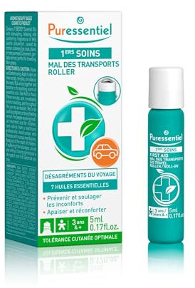 Puressentiel – Premiers soins - Roller Mal des Transports aux 7 Huiles Essentielles - Aide à prévenir et lutter contre les désagréments liés aux transports (voiture, avion, bateau) - 5 ml