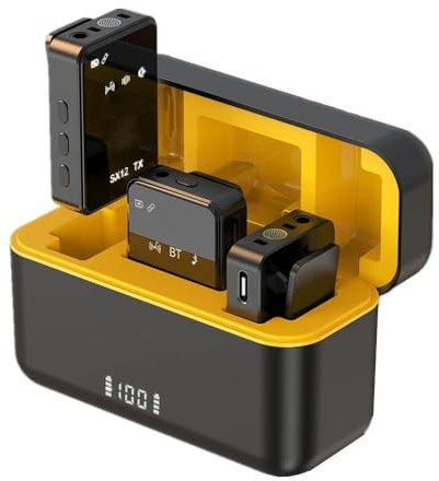 ISMMIK Professional Wireless Lavalier Microphone for Camera/PC/Compatible with iPhone Android, with Charging Case, Noise Canceling, 4GB Storage for 9hrs Recorder, Max 200m (656ft) Transmission