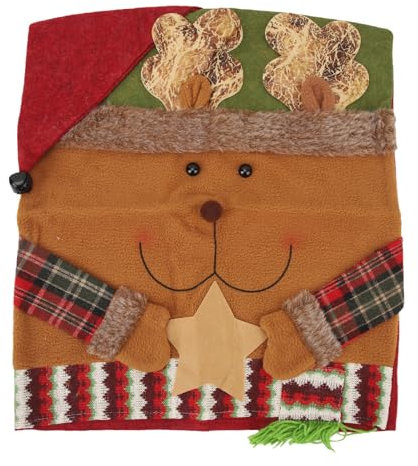 Glomora Stuhlhussen für Weihnachtsessen, Weihnachtsmann, Schneemann, Rentier, Stuhlhussen in DREI Stilen für die Weihnachtsatmosphäre im Esszimmer (Rentier)