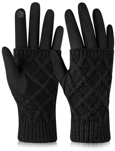 MELLIEX 2-in-1 Handschuhe Damen, Warme Touchscreen Handschuhe Mode Winterhandschuhe mit Abnehmbaren Strick Armstulpen