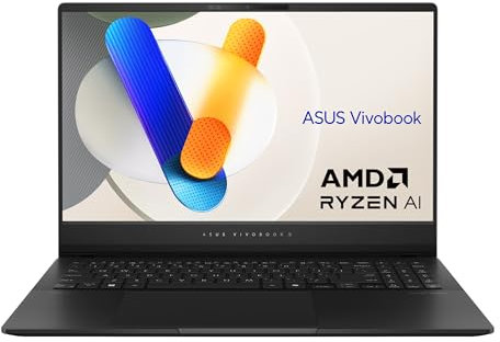 Asus Vivobook S15 OLED M5506WA#B0DC11SHDS, Notebook da 15.6 Glossy, 120Hz, Processore AMD Ryzen AI 9 HX365, RAM 32GB, 1TB SSD, Grafica AMD Radeon 880M, Win 11 Home, Nero