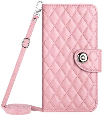 Crossbody-Tasche für Redmi 11 Prime 5G, PU-Leder, Brieftaschenformat, Standfunktion, Klappriemen, Handgelenkseil, Kartenfächer, Schutzhülle für Redmi 11 Prime 5G, Rosa
