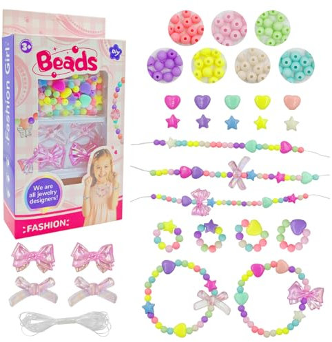 Yeefunjoy Bead Kits für Armbänder Machen, Perlen zum Auffädeln DIY Freundschaftsarmbänder Halsketten Kunsthandwerks-Set für Mädchen Kinder, Schmuck Basteln Mädchen Spielzeug ab 4 Jahre Geschenk