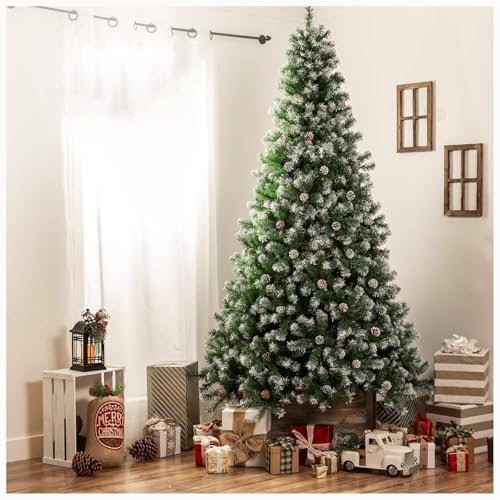 Set di alberi di Natale artificiali, albero di Natale artificiale sottile innevato, alberi di Natale illuminati in fibra ottica con luci a LED, rami folti biforcuti, aghi in PVC e PE dall' 1.5 meters