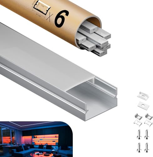 KOSOOM LED Profil 2 m U-Form 10 Stück, Lichtdiffusor aus PC, LED Diffusor Leiste Größe 19,7 x 10 mm, für Led Streifen mit Einer Breite von weniger als 10mm/ 14mm/ 15mm /16mm, mit Montagezubehör