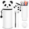 Trousse en Silicone Kawaii,Trousse en Silicone Souple 2-en-1 Avec 2 Stylos,Trousse Scolaire Silicone Extensible,DIY Trousse à Crayons en Silicone pour Adolescents, aux Filles, à l'école, Bureau,Panda