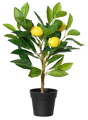 Decoris Künstlicher Zitronenbaum 43cm im Topf - Kunstpflanze Zitronenbäumchen - Topfpflanze Zitrone als Frühlingsdeko Osterdeko Sommerdeko - Zitruspflanze - Gelb Grün