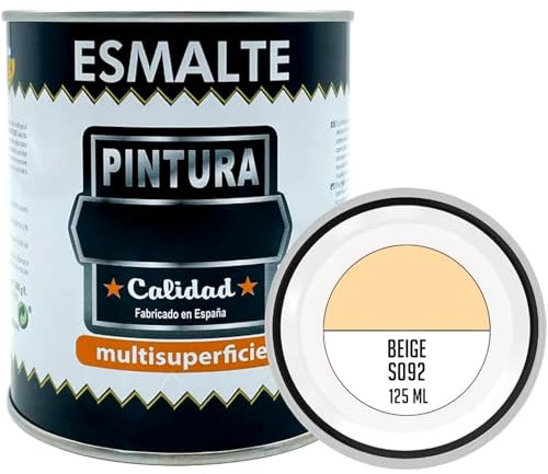 AC - Bote de Pintura Esmalte - Fabricado en España - Ideal para Cualquier Superficie, Madera, Plástico, Cristal o Cemento - Capacidad de 125 ML - Beige (S092)