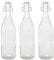 Argon Tableware 1.1 Litre Glass Bottles with Swing Top - Clear - 3x Reusable Empty Water Wine Milk Olive Oil Juice Gin Home Brew Brewing Drinking Fridge Dispenser Storage Jars with Stopper Lid