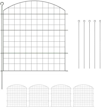 Relaxdays Valla Estanque, 5 Paneles Exteriores, Reja Jardín Metálica, 78 x 75 cm, Set Verja Arqueada, Piscina, Acero, Verde, Pack de 5