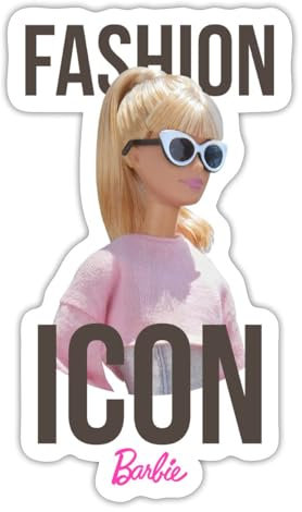 Spreadshirt Barbie Fashion Icon Sticker, max. 10 x 10 cm, 10 x 10 cm, Mattweiß
