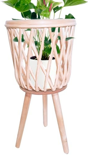 Teupyon Support pour en rotin, Support pour d'intérieur, étagère en Osier bohème Fait à la Main pour intérieur, Porche et Coin