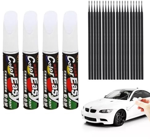 Cutiolly Penna Ritocco Carrozzeria,Ritocco Vernice Auto,Vernice per Auto,Penna AntiGraffio (Bianco-4pc)
