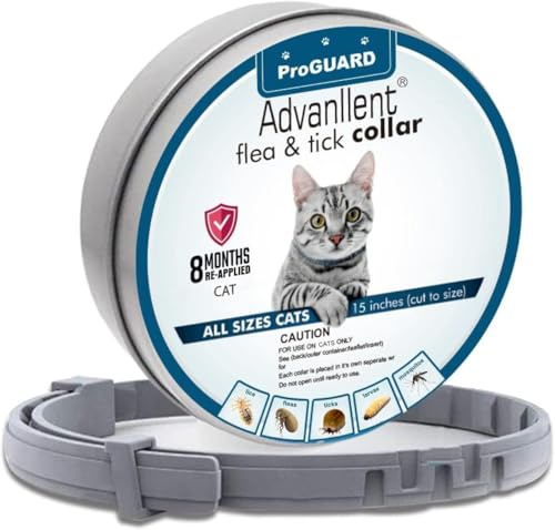 Advanllent Cat Natural Essential Oil Flea & Tick Collar, 1 Pack, 15.5 inch | Flea Collars for Cats Flea and Tick Treatment & Prevention Collars for Kittens, Waterproof Adjustable, One Size Fits All