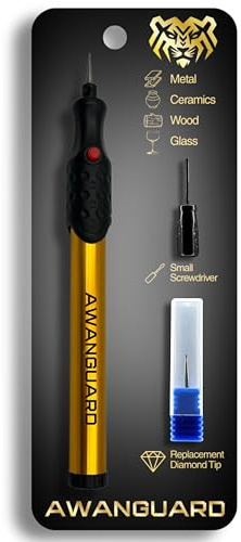 AWANGUARD - Penna per Incisione con Punta Diamantata per Metallo, Ceramica, Legno e Vetro. Penna Elettrica per Incidere Frasi SEED e Portafogli Crittografici su Piastre in Acciaio Inossidabile.