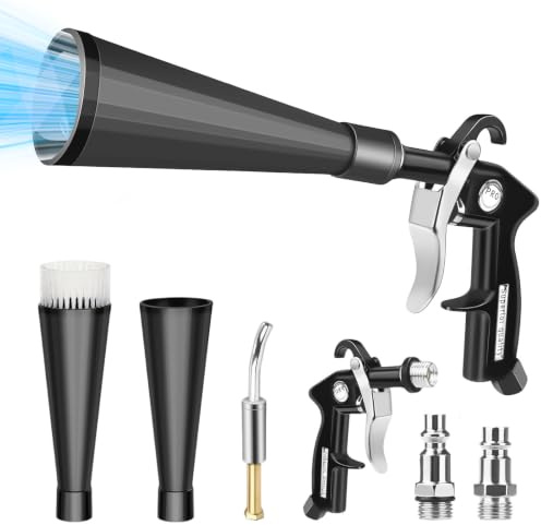 Pistolet à Air Comprimé, Rotation Pneumatique à 360°, Soufflette Air Comprimé à Air Entièrement En Aluminium pour Compresseurs d'air et Composants Automobiles, Séchage et Nettoyage des Véhicules