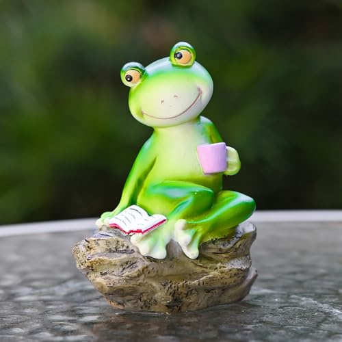 Frosch Miniteich Deko, Schwimmende Teichdeko Miniteich, Mini Teich Deko Garten Figuren Frosch, Harz Fr-öschen Teichdeko für Draußen, Gartenteich D-eko, für Garten Balkon Teiche Dekoration (J)