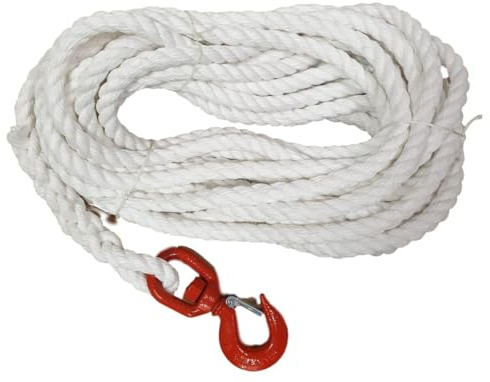 18mm Gin Wheel Rope Staple Spun Scaffolding Rope with Swivel Hook Scaffold Building Roofing (10 Metres)